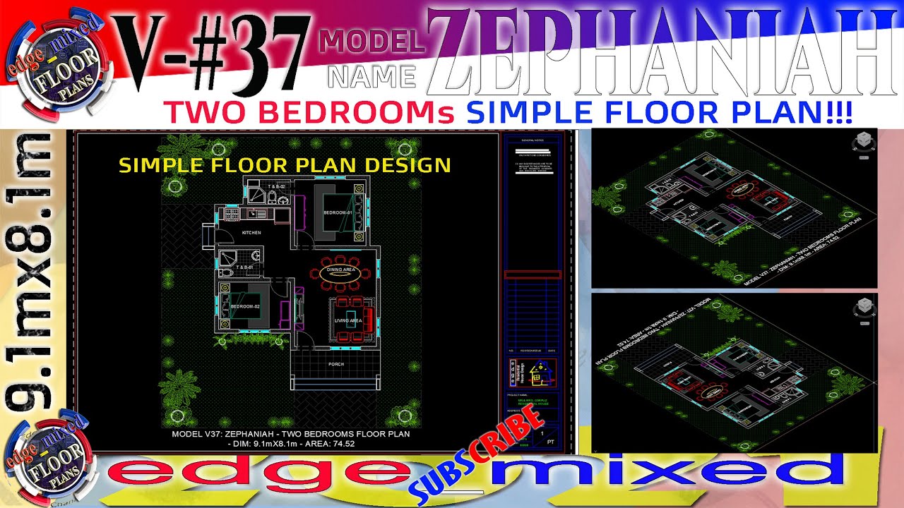 ZEPHANIAH - Two Bedrooms Simple Floorplan - Small House plan