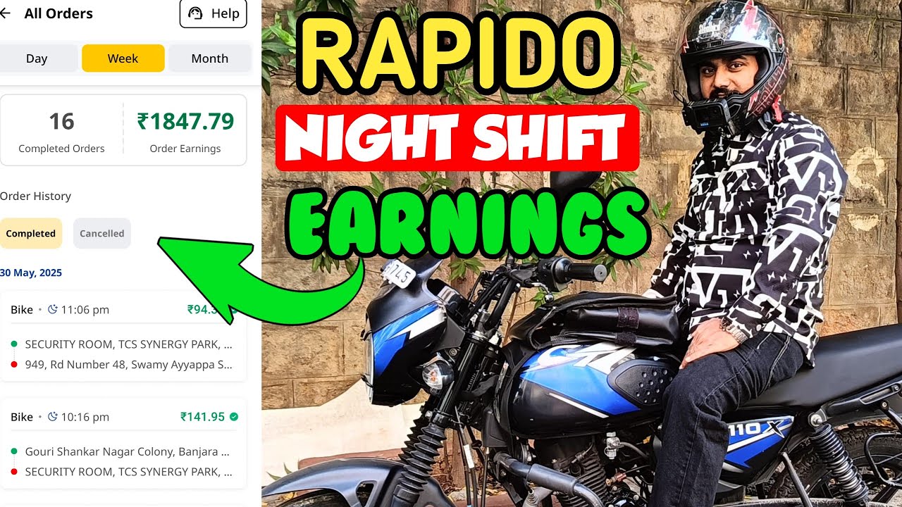 Bike Taxi Earnings In Night Shift | Hyderabad Delivery Jobs | Rapido/Ola/Porter #video #vlog