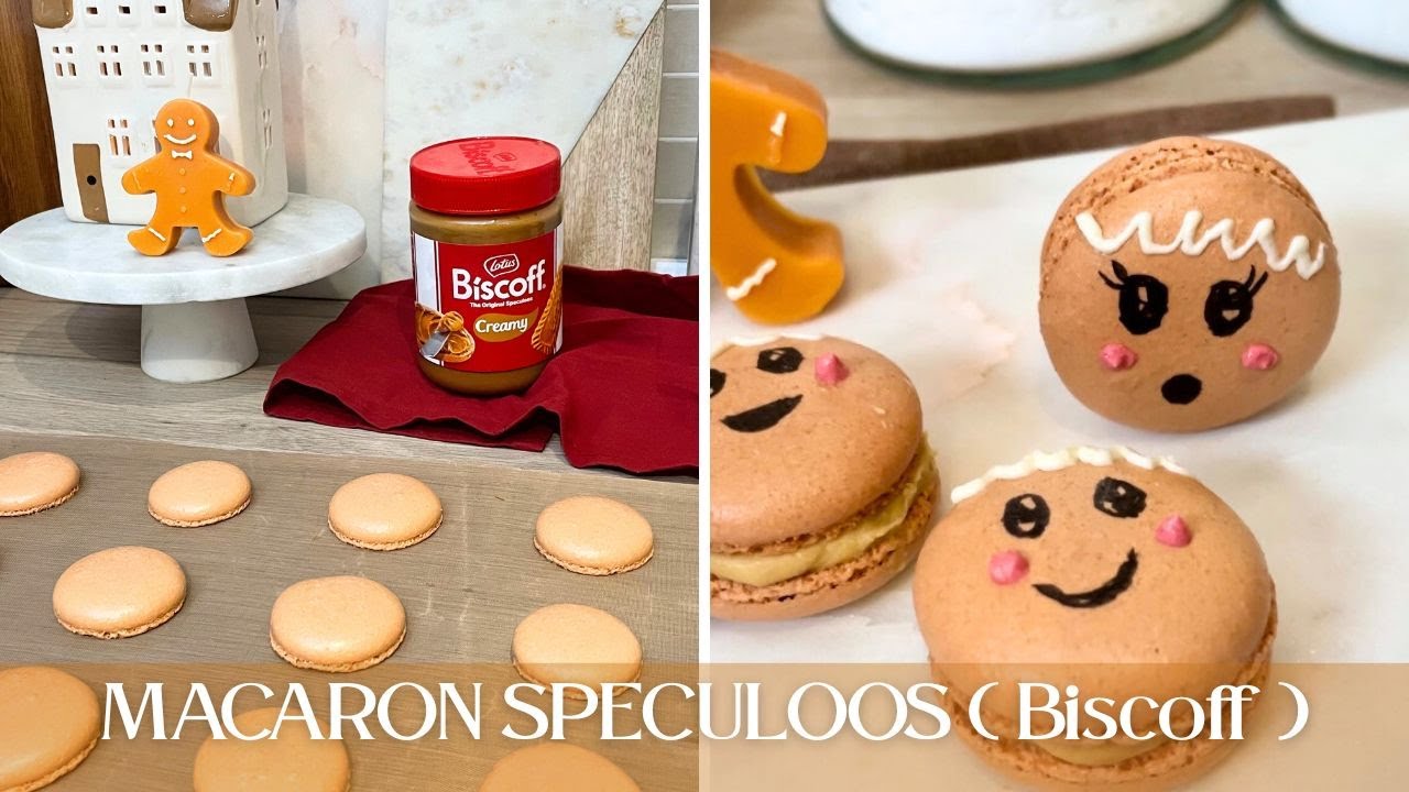 Macaron Ganache Speculoos (Biscoff) I Décoration bonhomme en pain d'épices 