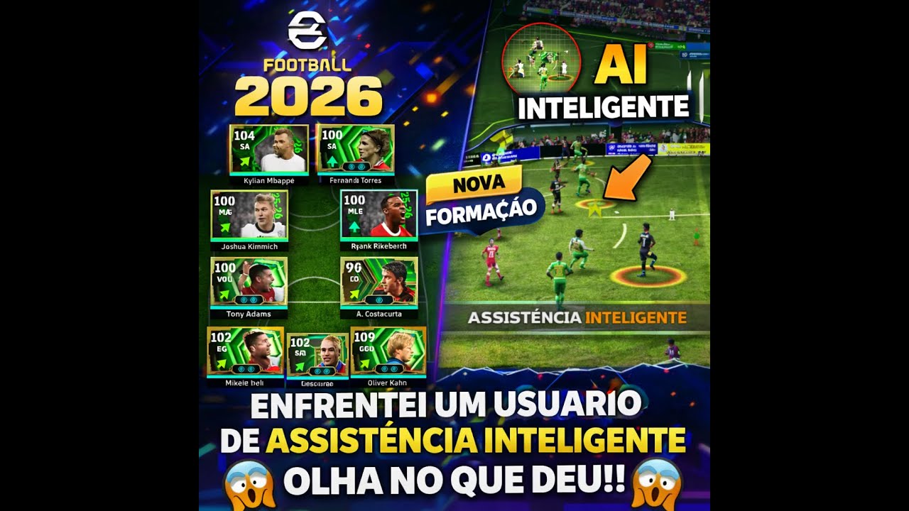 efootball 2026 troquei a formação  enfrentei um usuario de Assistência Inteligente olha no que deu!!