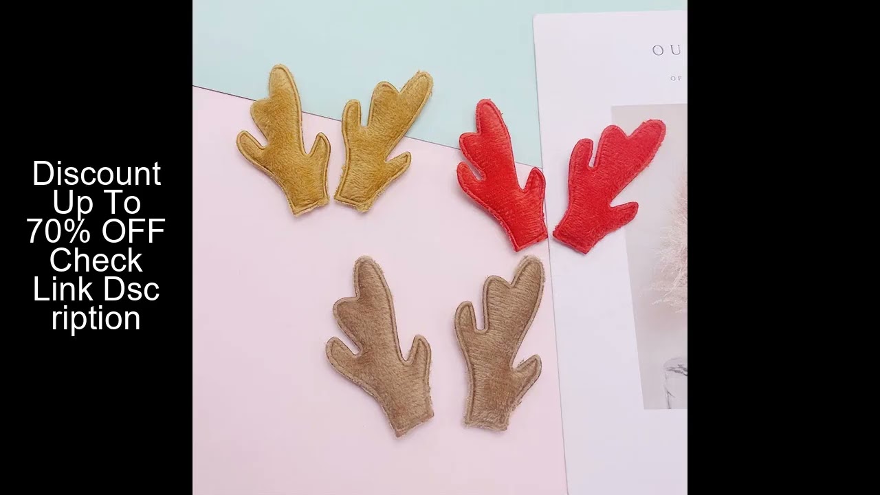 60Pcs/Lot 3.5*5.5CM Felt Christmas Antlers Padded Applique For DIY Clothes Hat Sewing Supplies Hair