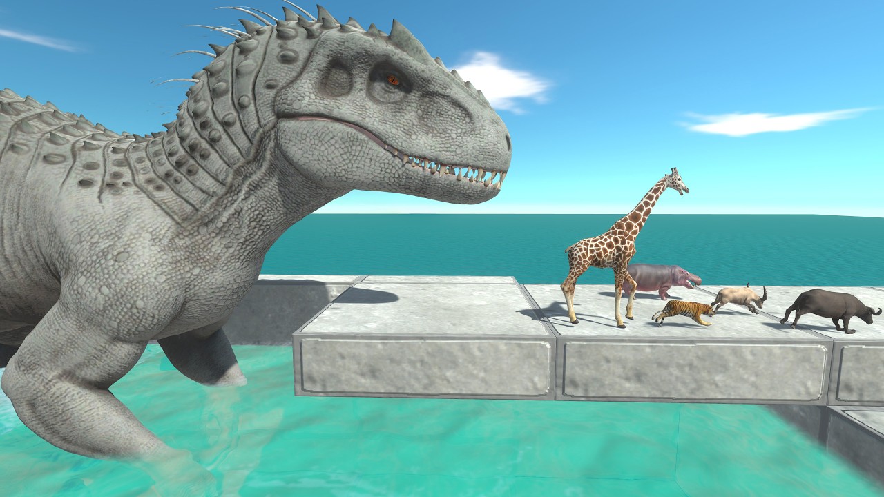 Dinosaur Wall Challenge &ndash; Escape the T-Rex and Jump Over the Giant Indominus Pool