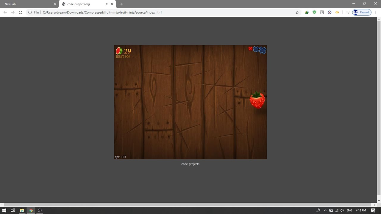 FRUIT NINJA CUTTER GAME IN JAVASCRIPT AND HTML5 WITH SOURCE CODE