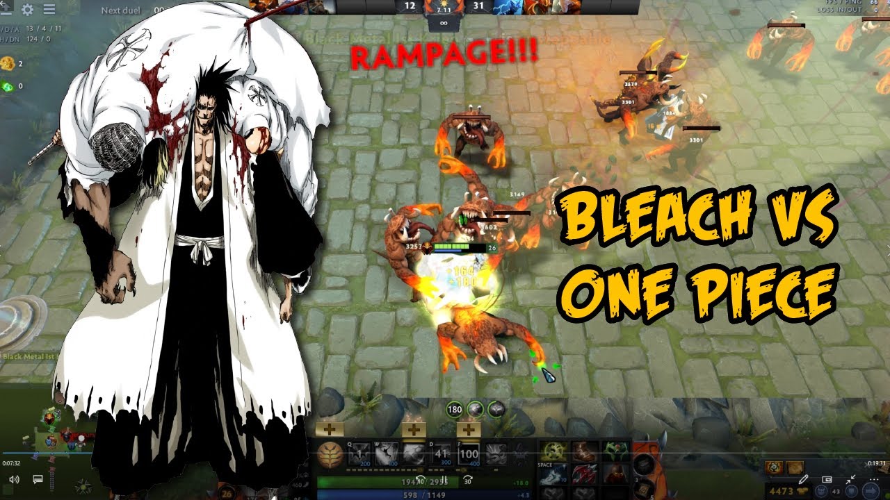 Dota 2 Bleach vs One Piece Kenpachi Zaraki Gameplay