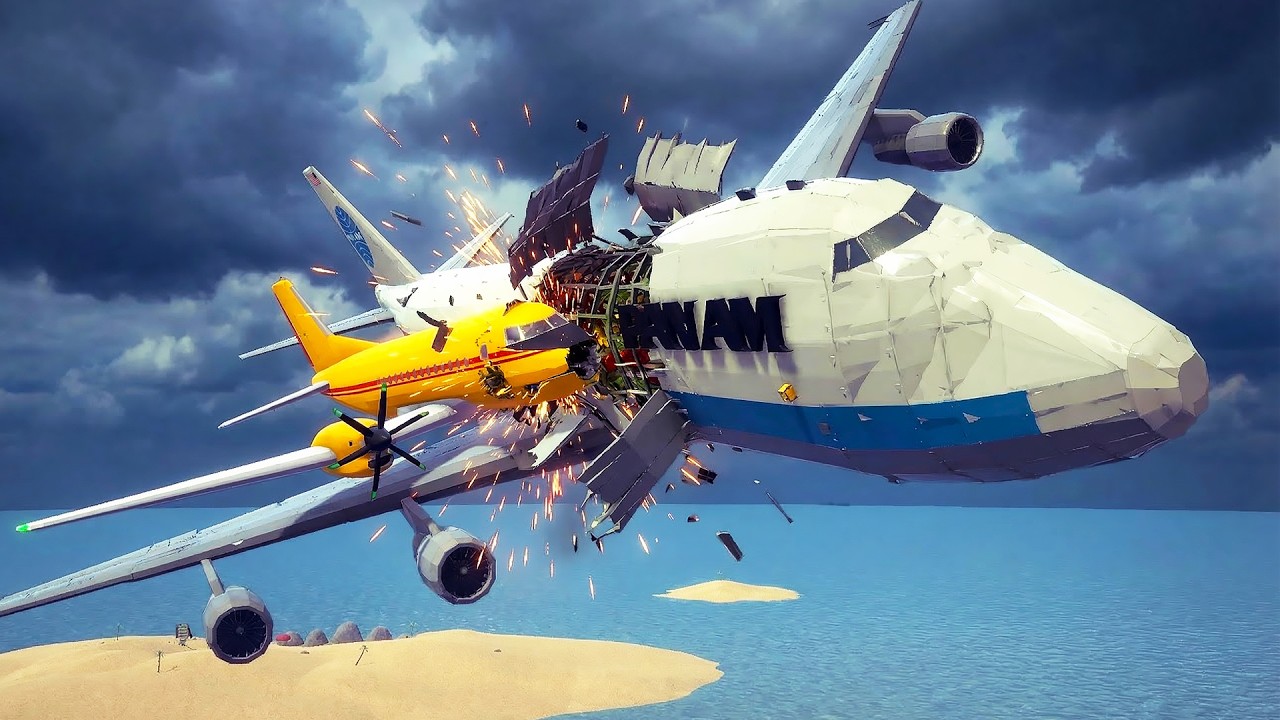 Airplane Survival Scenarios & Emergency Landings, Midair Collisions #2 - Besiege