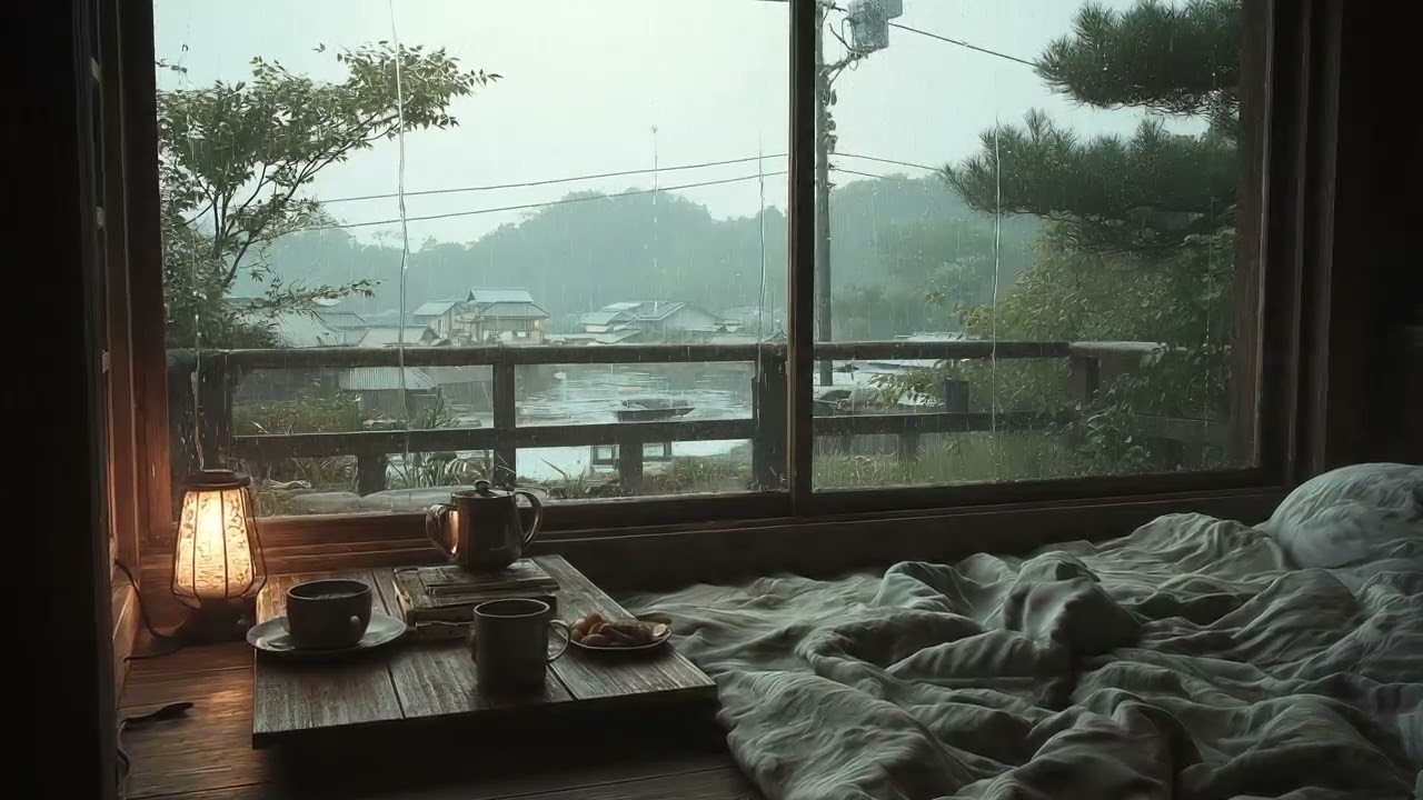 Cozy Bedroom Ambience with Gentle Rain for Stress Relief and Calm Calm Peace Peace 🌧️