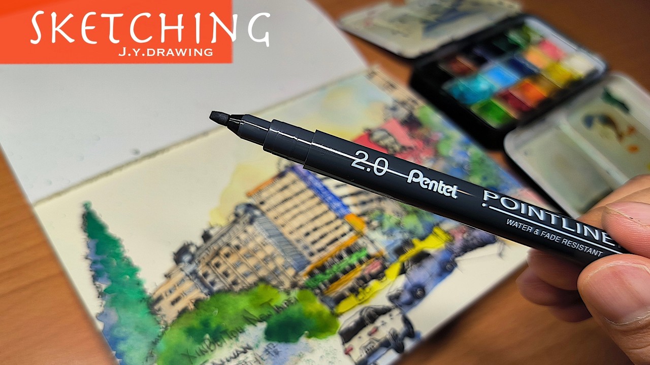 Drawing Street Scenes with 2mm Technical Pen and Watercolor