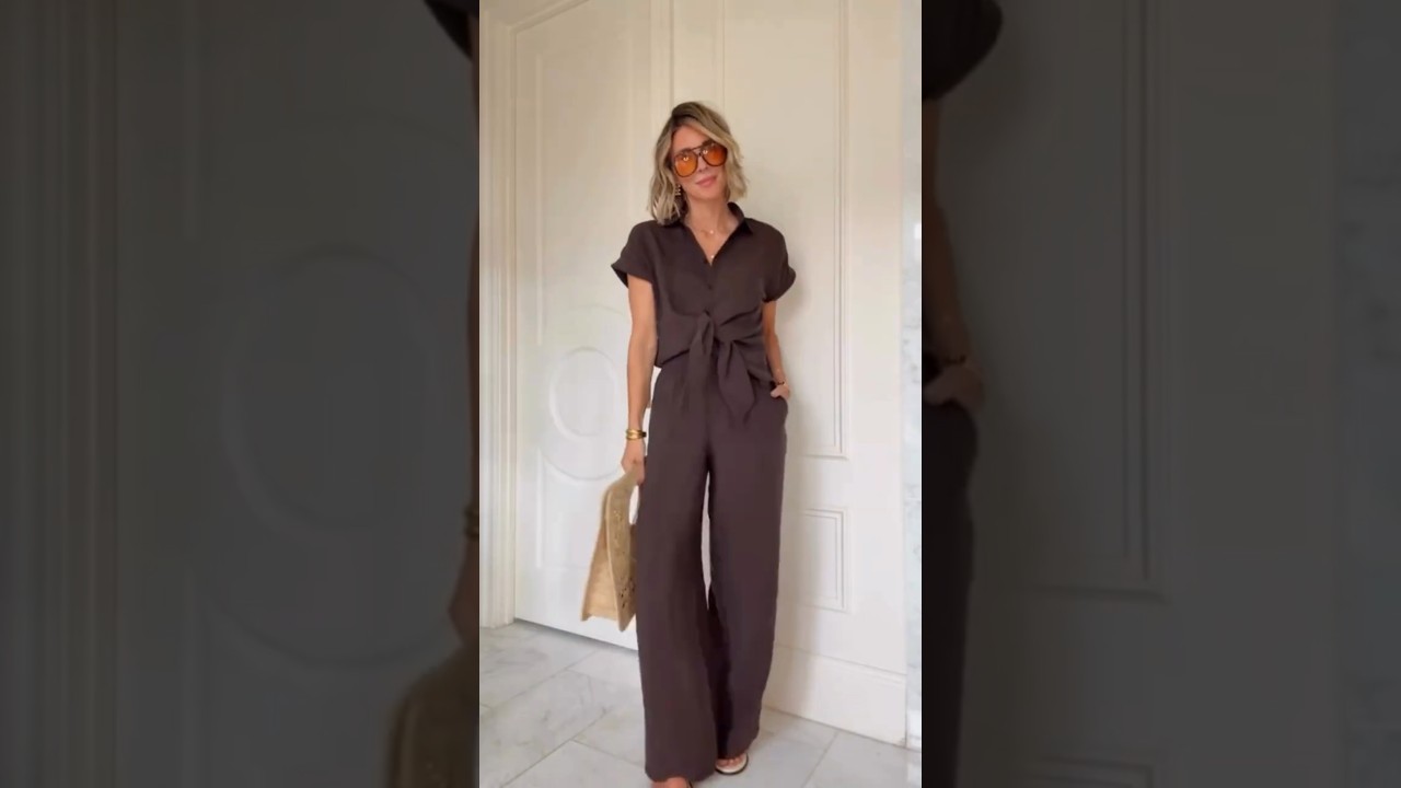 The Perfect Summer Linen Set: Style and Comfort in Chocolate Brown 🤎 #fashiontrends #outfitideas
