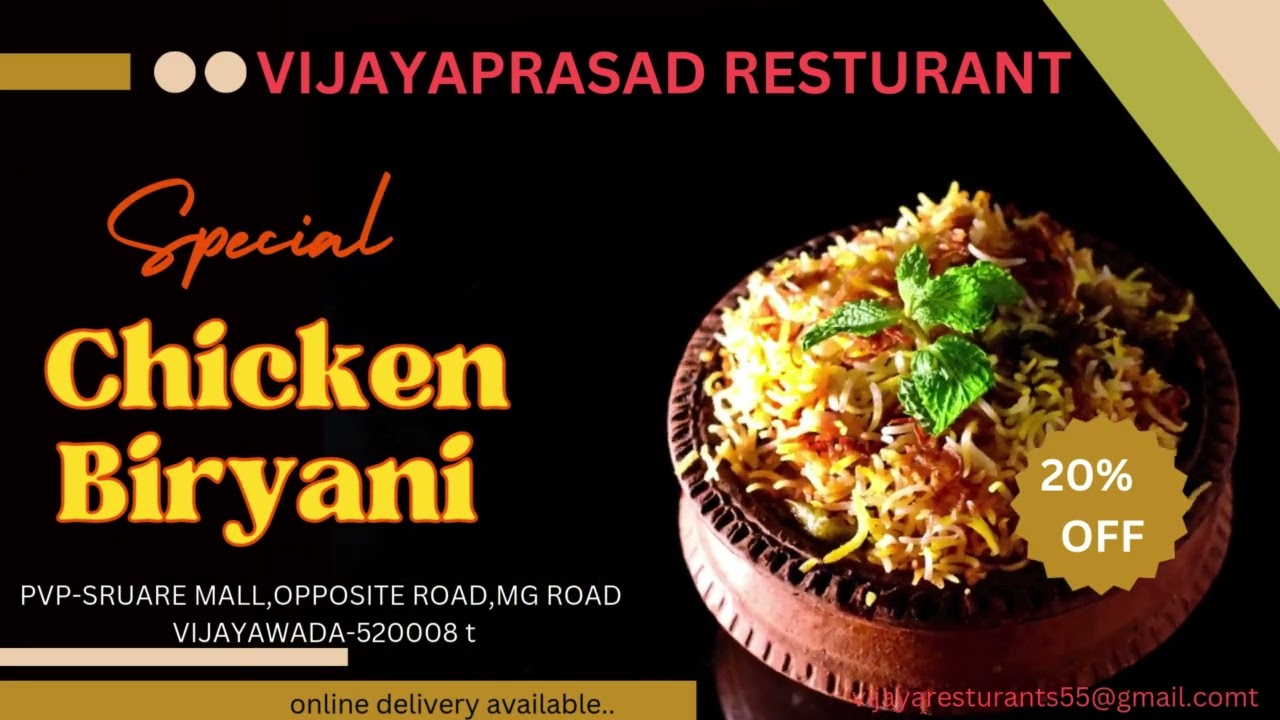 VIJAYAPRASAD RESTURANTAS & Trendy Chicken Biryani Food YouTube Thumbnail