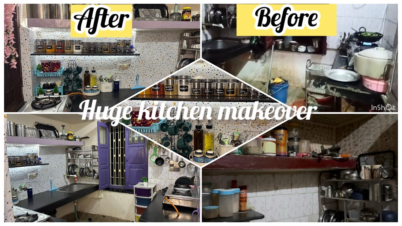 Non modular kitchen makeover| ￼ huge kitchen makeover in budget | kitchen cleaning before Ramadan 