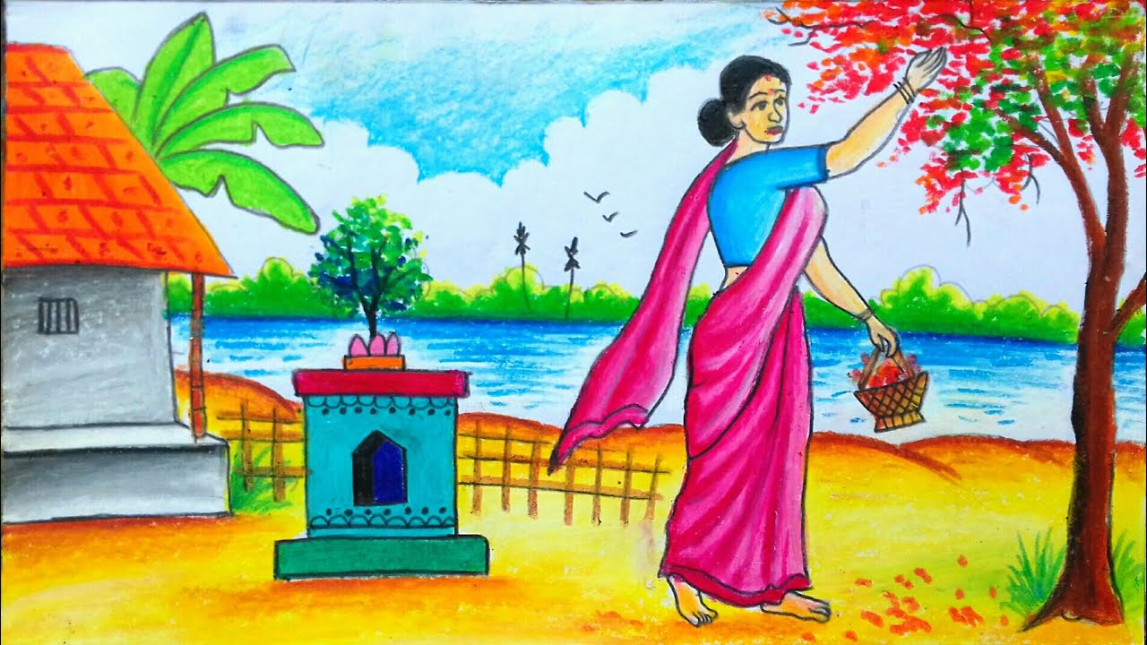 Scenery||drawing||village||nature