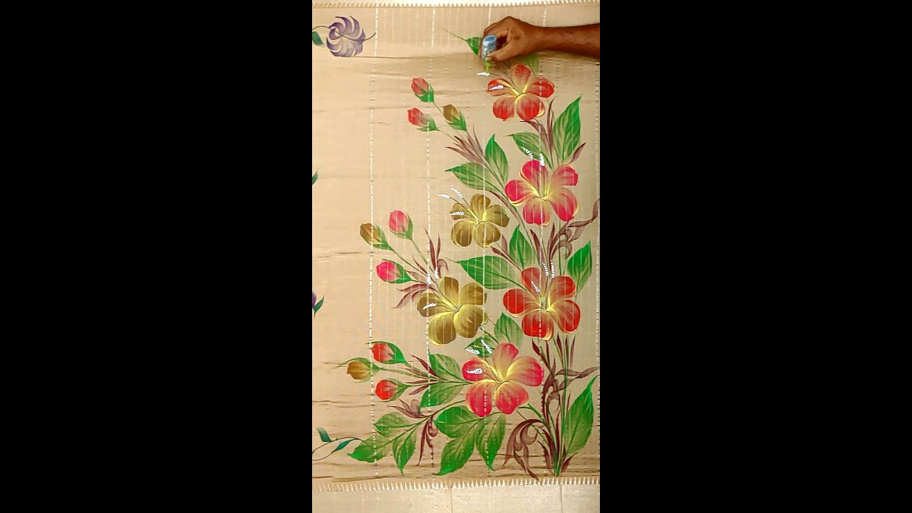 🔴 Live: Mangalagiri Silk Dress Design | Freehand Fabric Painting on Silk Cloth | Traditional Art