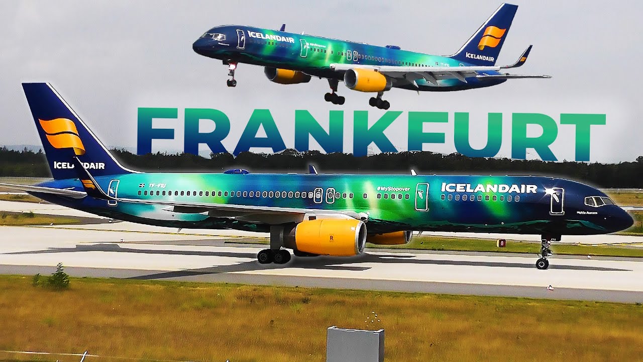 Icelandair NORTHERN LIGHTS 'Hekla Aurora' Livery: Landing & Close Taxi at FRANKFURT (FRA/EDDF)