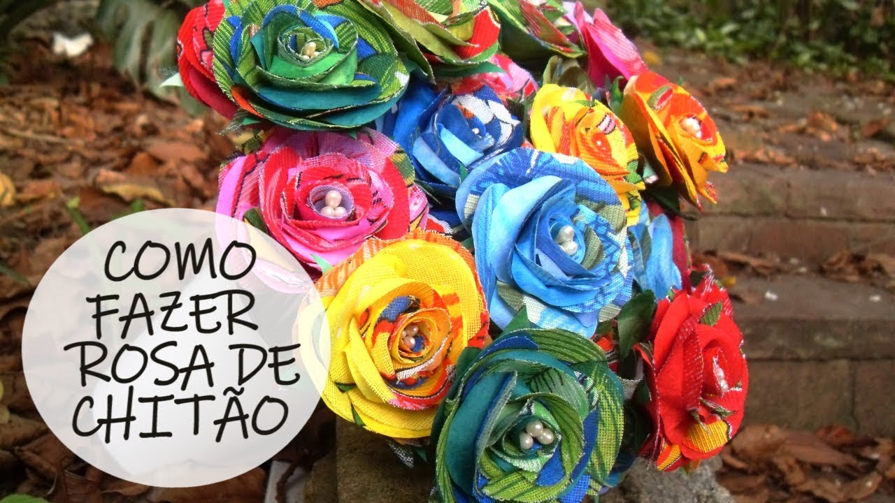Como fazer rosa de chitão / DIY fabric rose