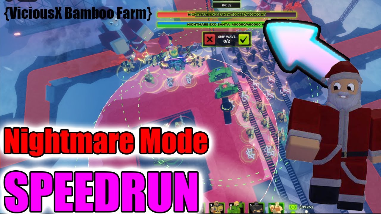 TDX Holiday Nightmare Mode SPEEDRUN - ViciousX Bamboo Farm