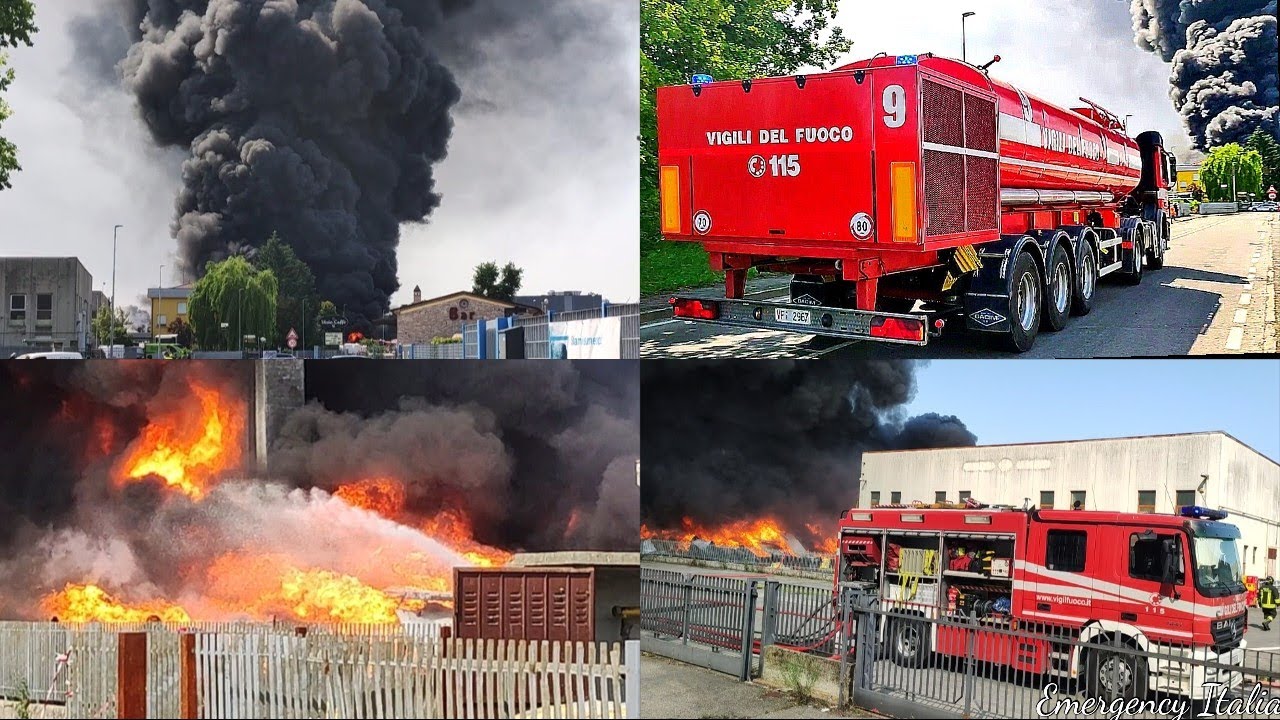[FIDENZA] MEGA INCENDIO CAPANNONE - ARRIVO KILOLITRICA PARMA IN SIRENA + OPERE DI SPEGNIMENTO