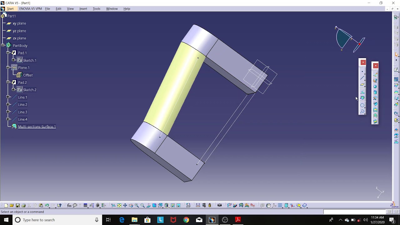 3. Wireframe and Surface Tutorial Catia V5: Creating Two Swept Surfaces