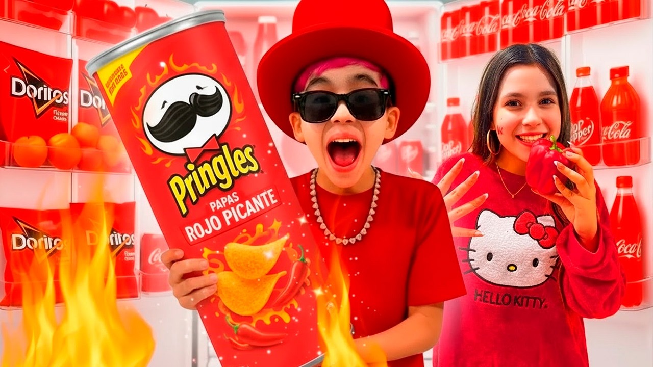 24 HORAS COMIENDO de COLOR ROJO! ❤️