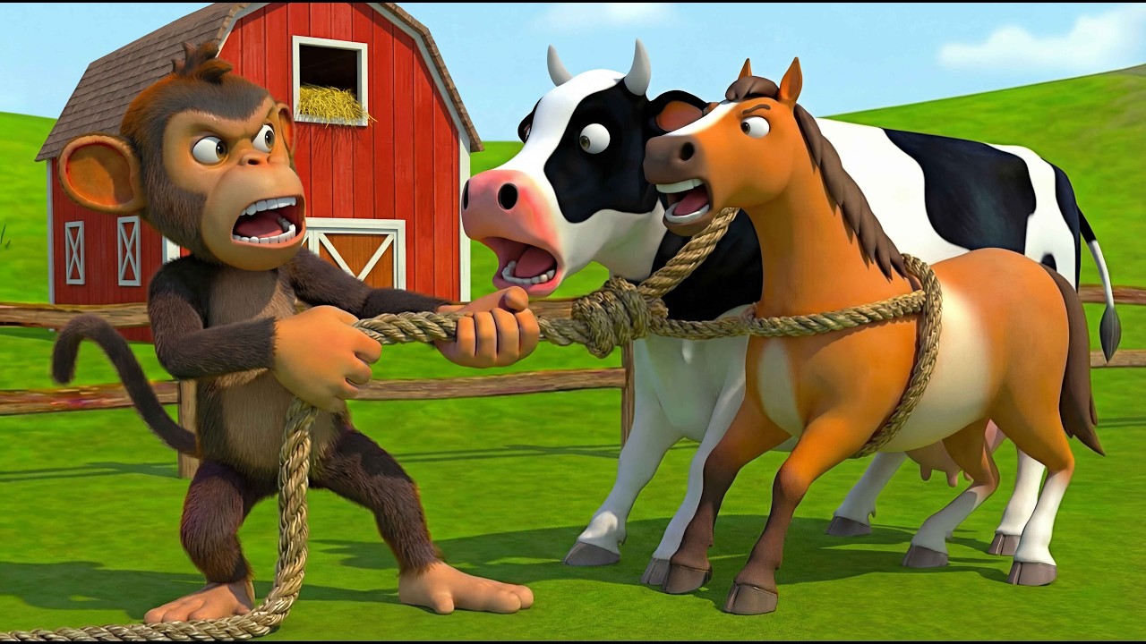 Old MacDonald’s Animals Stolen by Two Monkeys 😱🐒 | Funny Farm Story