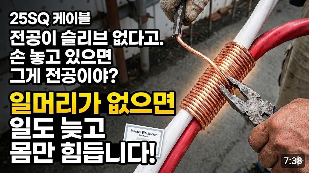 가설 전기 포설  | 25SQ케이블 일자결선 | 실전전기