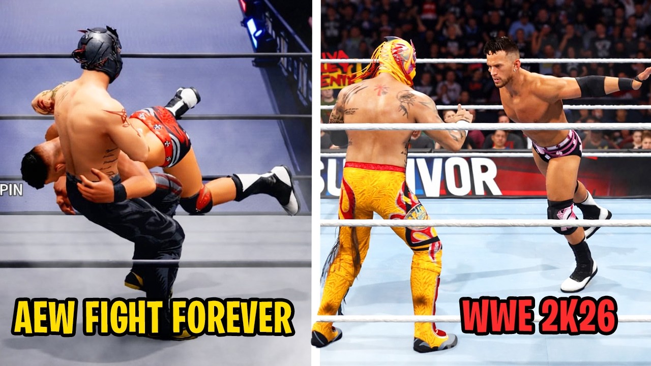 WWE 2K26 vs AEW Fight Forever - Finisher Comparison (Simulation vs Arcade)