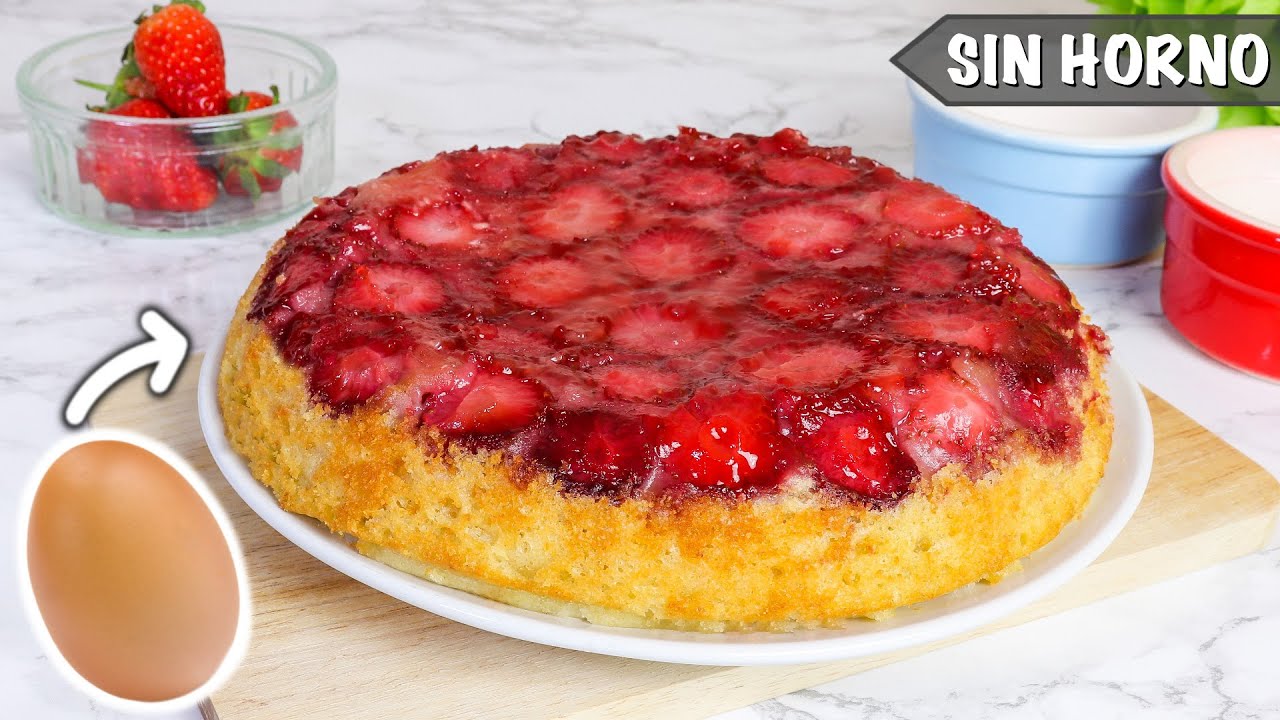 PASTEL DE FRESA SIN HORNO - REINVENTANDO EL FAMOSO PASTEL con SOLO 1 HUEVO de YouTube!
