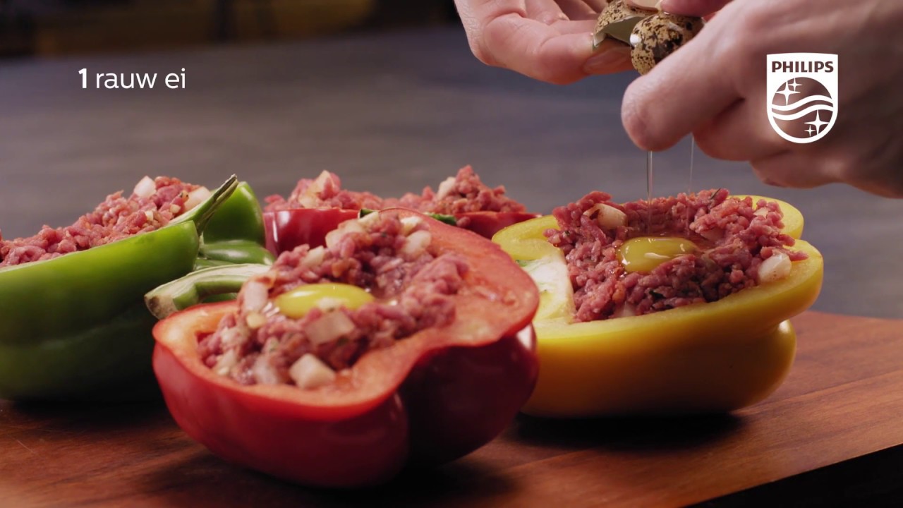 Philips Chef recept - Gevulde paprika uit de Airfryer XXL