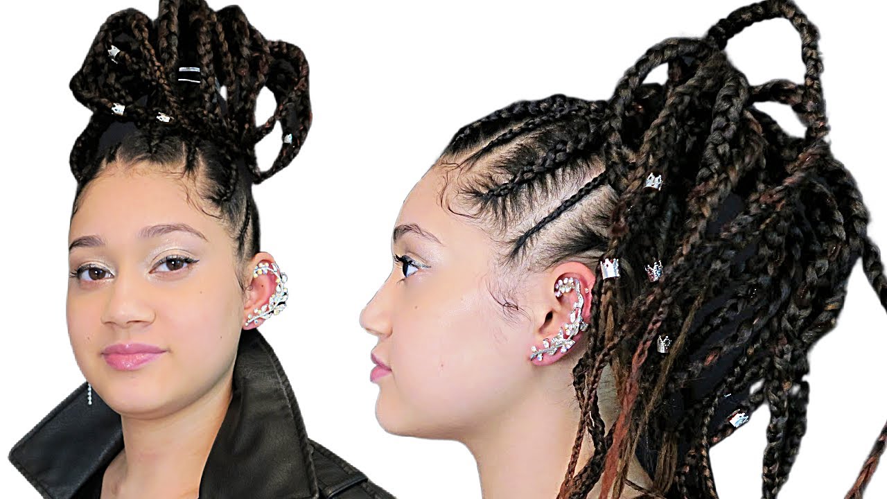 NEW MOLDABLE  BRAIDS !  AFROFUTURISTIC  HAIR TRANSFORMATION  #CORNROWS #JUMBOBRAIDS #HAIRTUTORIAL