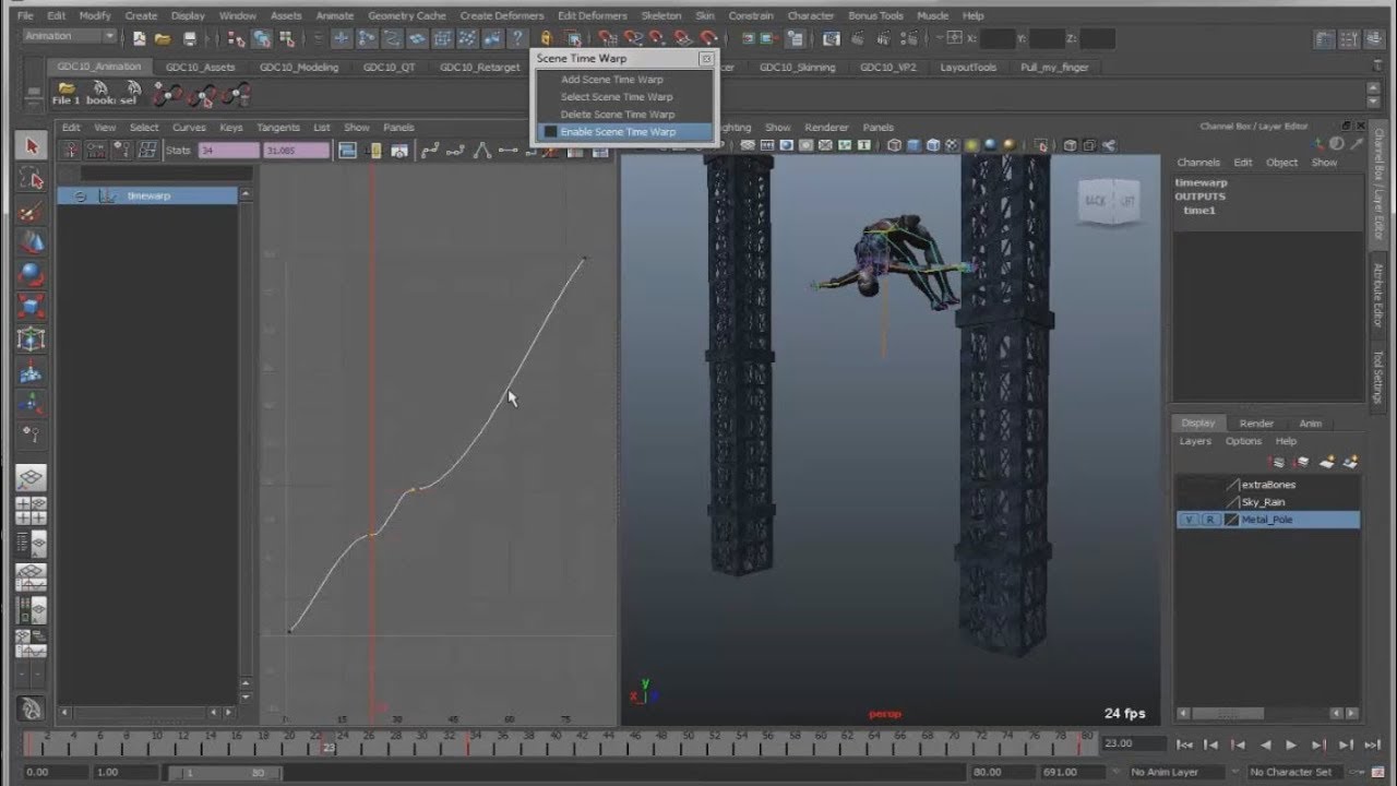 Retiming Animation in Maya with Time Warp Curves