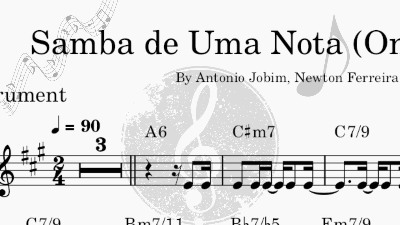 Samba de Uma Nota Só - Grátis Vídeo Partitura - Trompete  Bb - Tom Jobim - Bossa Nova - Playback