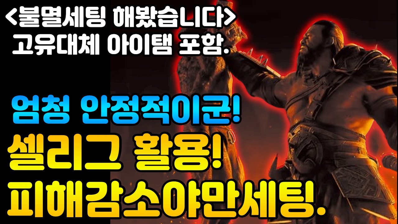 불멸 세팅 해봤습니다! 셀리그 활용! 피해감소야만세팅![디아블로4.Diablo4]