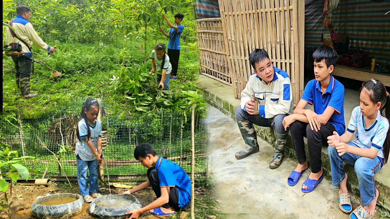 The grass around the house of two orphans was cleared when the uncle came to visit.