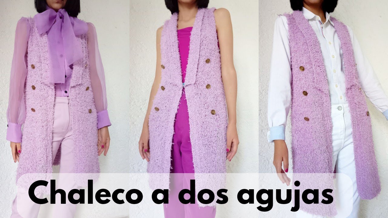 cómo tejer un chaleco tipo blazer - abrigo para primavera o invierno a dos agujas