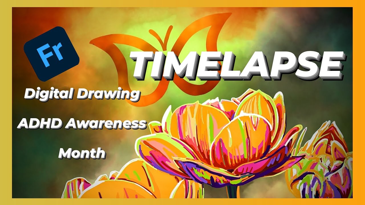 Silent Timelapse: 3rd Digital Illustration for ADHD Awarenss Month w/ Adobe Fresco. Under 1.5 Minute