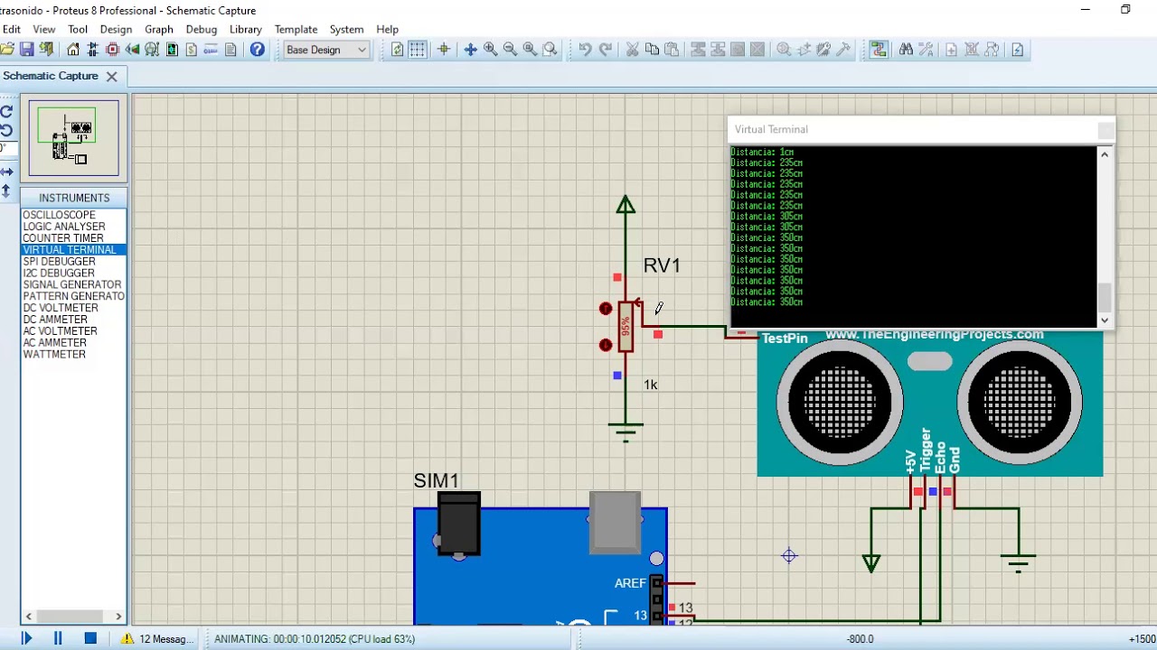 Ejemplos de uso del sensor ultrasónico en arduino con Proteus