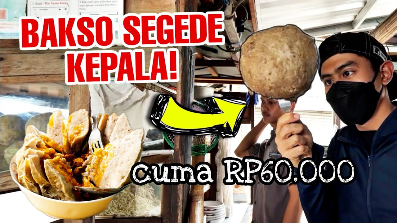 BAKSO PINGGIR JALAN INI JUAL BAKSO URAT setelah di rebus jadi SEGEDE KEPALA cuma 60 ribu!! part 1