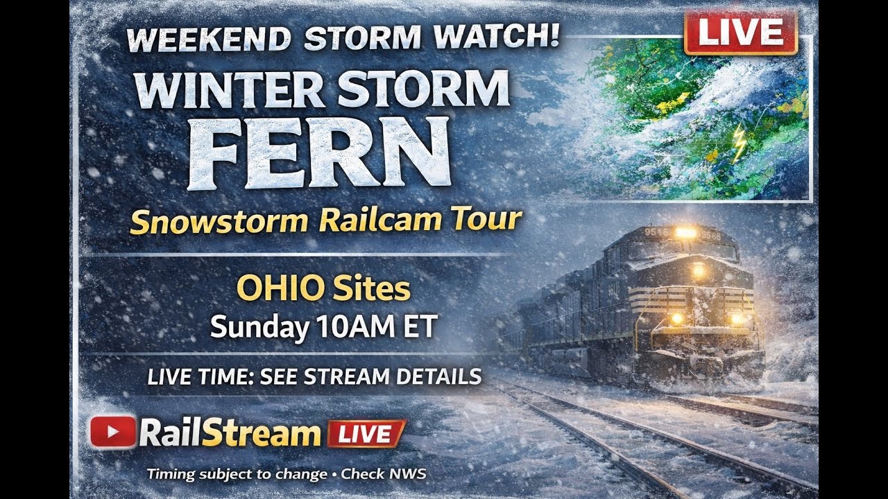RailStream LIVE: Snowstorm Railcam Tour — Midwest Action + Radar (Sunday 25th)