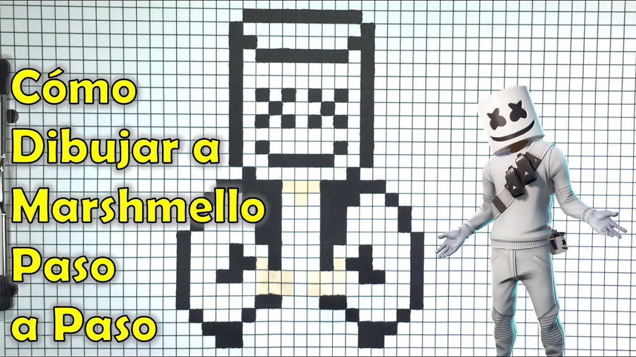 Cómo Dibujar a Marshmello Pixel Art! Tutorial Paso a Paso