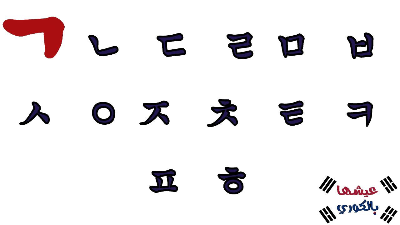 لنتعلم اللغة الكورية - الدرس 1 : الحروف الساكنة البسيطة  -