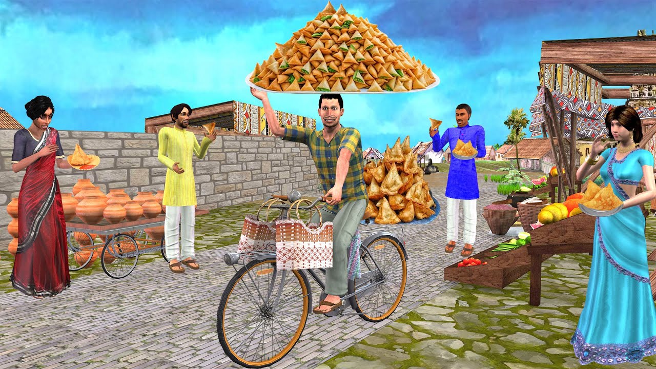 Cycle Samosa Wala Famous Indian Street Food Samosa Hindi Kahani Moral Stories New Comedy Video