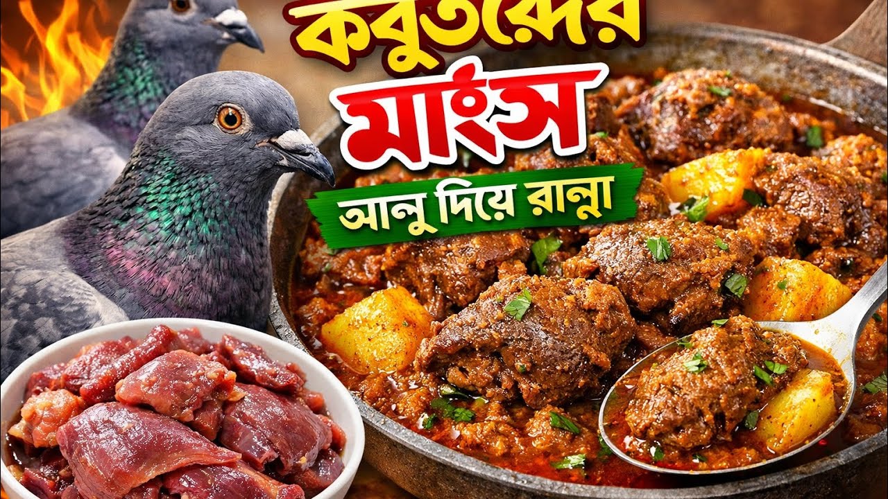কবুতরের মাংস আলু দিয়ে | গ্রামবাংলার স্পেশাল রেসিপি | Pigeon Curry with Potato