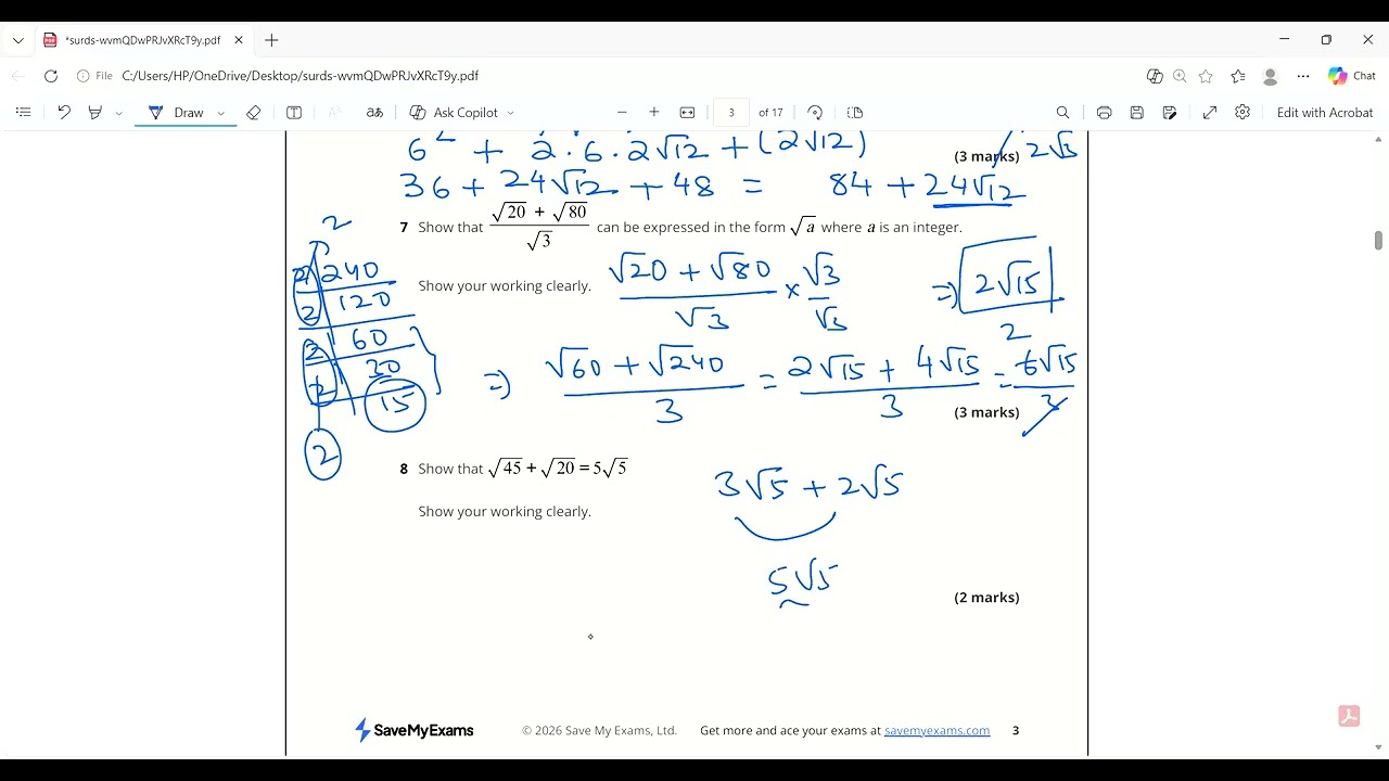 Surds :: IGCSE::GCSE