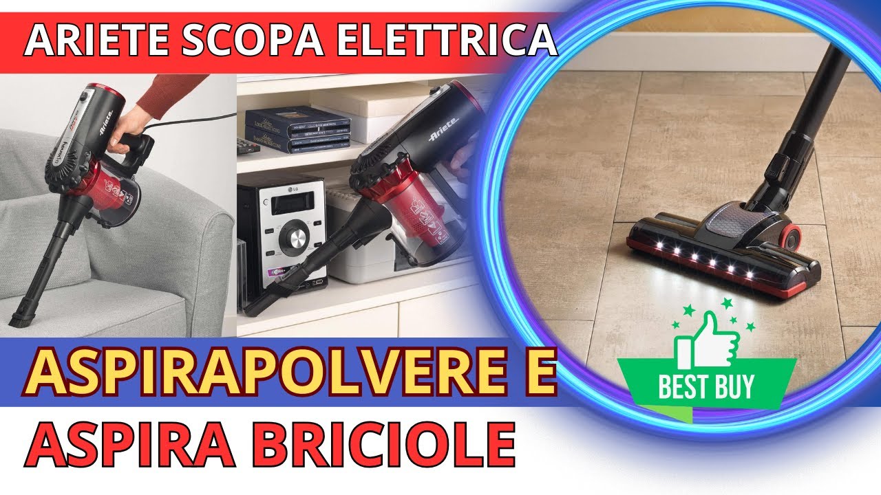 ARIETE 2759 HANDY FORCE RBT, SCOPA ELETTRICA CON FILO, ASPIRAPOLVERE E ASPIRA BRICIOLE, SENZA SACCO