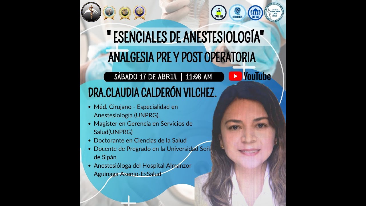ANALGESIA PRE Y POST OPERATORIA- DRA. CLAUDIA CALDER&Oacute;N VILCHEZ