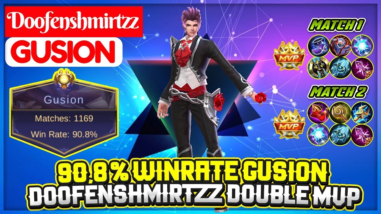 90,8 % Winrate Gusion, Doofenshmirtzz Double MVP Gameplay [ Doofenshmirtzz Gusion ] Mobile Legends