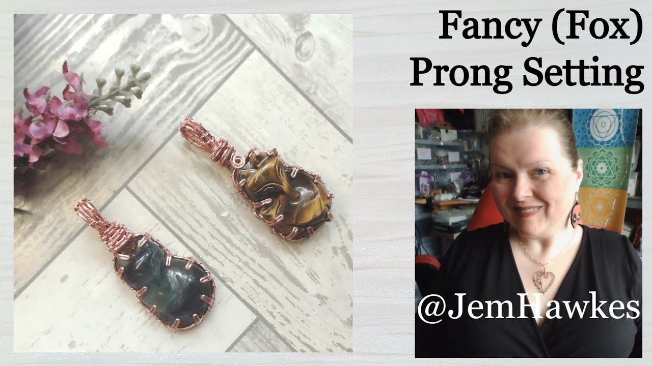 Prong Set a Fancy or Irregular Cab in Wire, free tutorial with Jem Hawkes, Carved Fox Cab Setting
