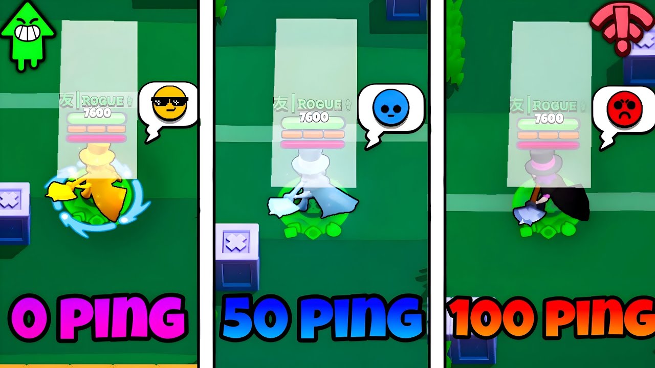Brawl Stars 0 PING VS 50 PING VS 100 PING | The Difference