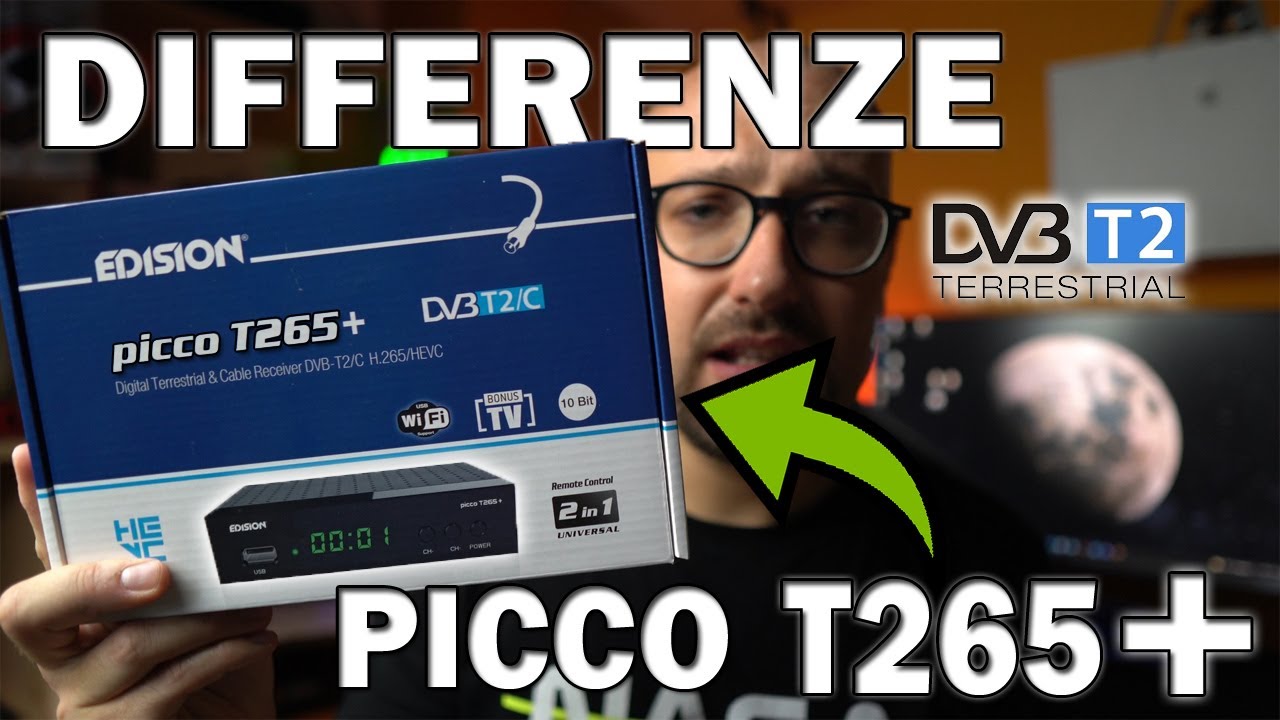 EDISION PICCO T265 + DECODER ECONOMICO per il NUOVO digitale terrestre DVB-T2 (main 10 HEVC 10 bit)