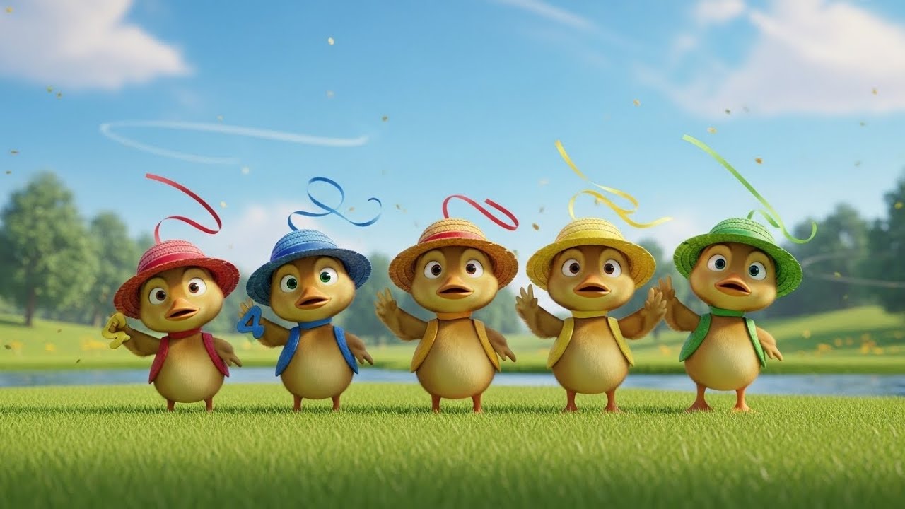 Five Little Ducks Found Hats in the Wind 🦆🎩💨 | Fun Animal Rhyme for Kids | Nursery Rhymes & Songs