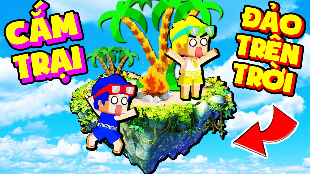 MRVIT VÀ PHONG CẬN THỬ THÁCH 24 GIỜ SỐNG SÓT TRÊN HÒN ĐẢO BAY !!! CẮM TRẠI TRÊN TRỜI MINI WORLD